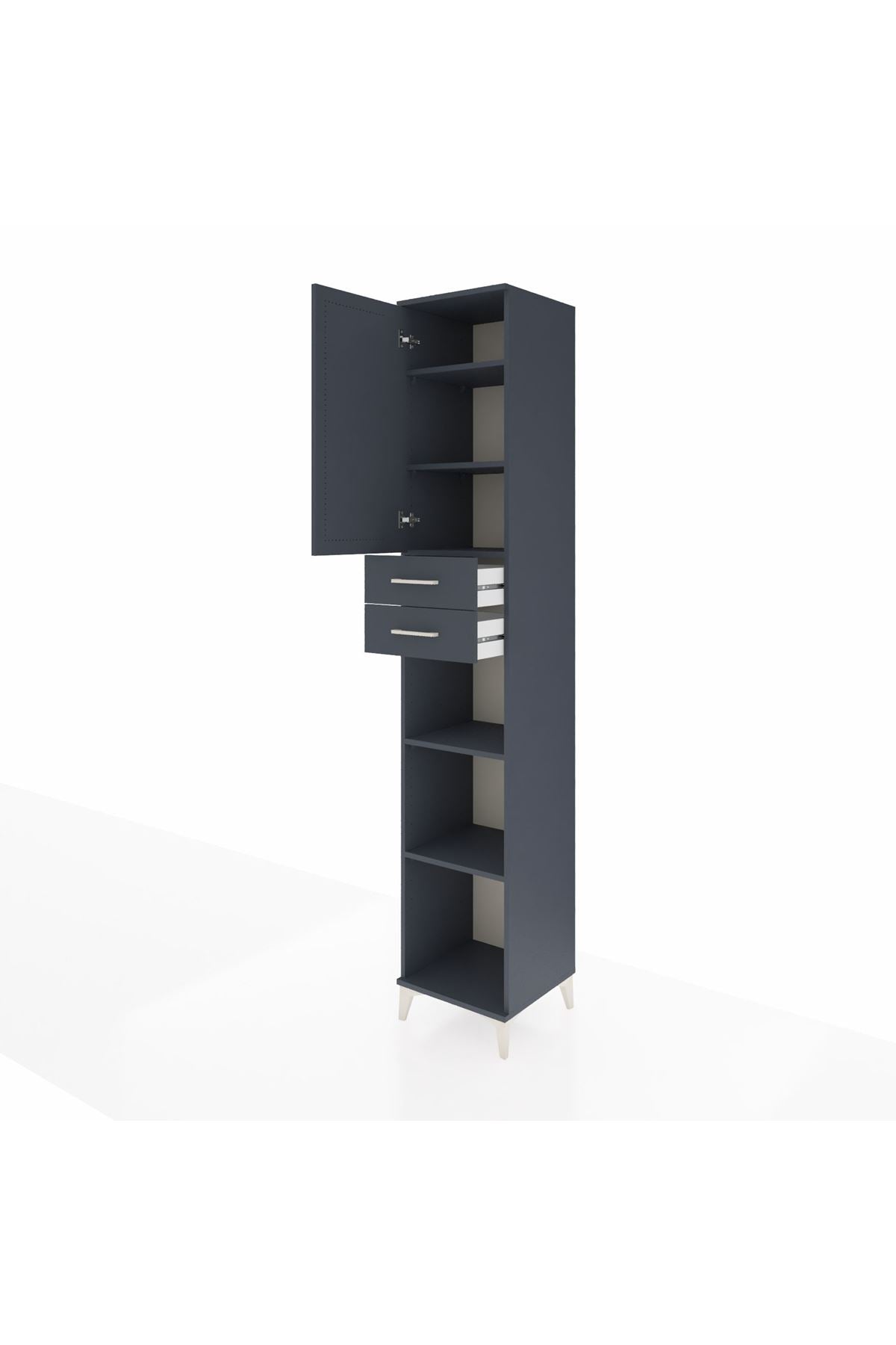 Hyperion Dolap 5 Raflı 2 Çekmeceli Tek Kapaklı 44x44x243 Antrasit-Antrasit