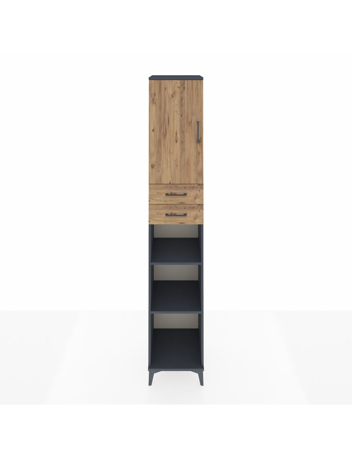 Hyperion Dolap 5 Raflı 2 Çekmeceli Tek Kapaklı 44x44x243 Antrasit-Çam