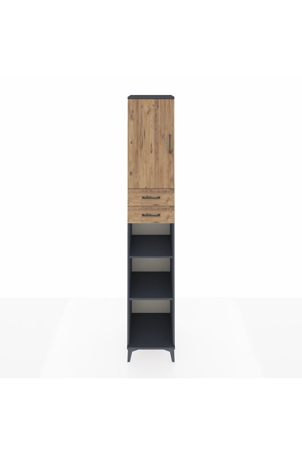 Hyperion Dolap 5 Raflı 2 Çekmeceli Tek Kapaklı 44x44x243 Antrasit-Çam