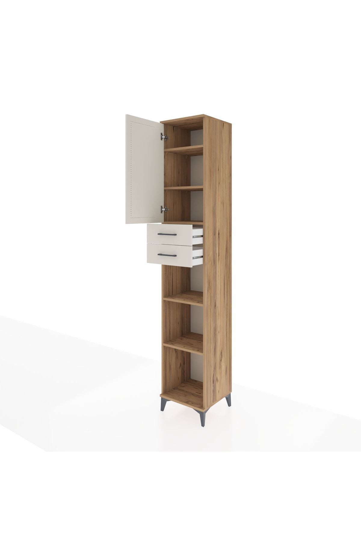 Hyperion Dolap 5 Raflı 2 Çekmeceli Tek Kapaklı 44x44x243 Çam-Aytaşı