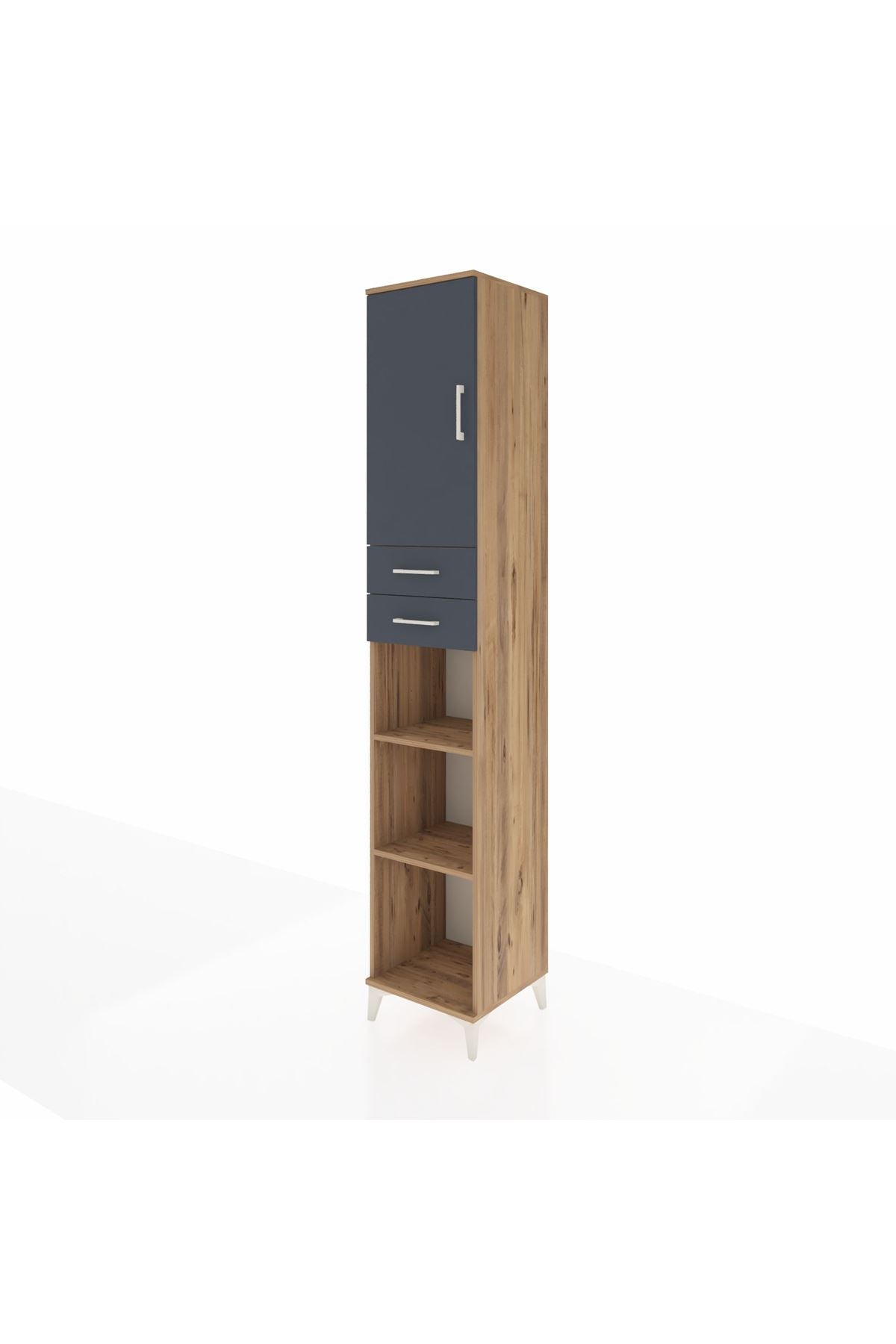 Hyperion Dolap 5 Raflı 2 Çekmeceli Tek Kapaklı 44x44x243 Çam-Antrasit