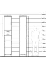 Hyperion Dolap 5 Raflı 2 Çekmeceli Tek Kapaklı 44x44x243 Çam-Antrasit