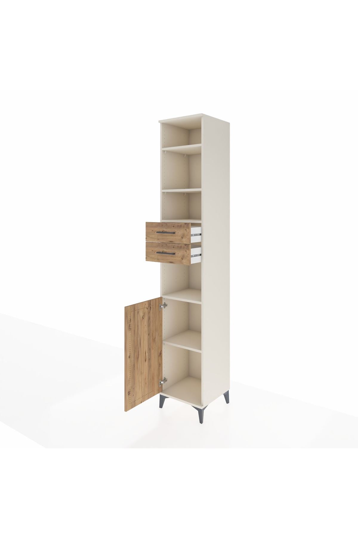 Hyperion Dolap 5 Raflı 2 Çekmeceli Tek Kapaklı 44x44x243 Aytaşı-Çam