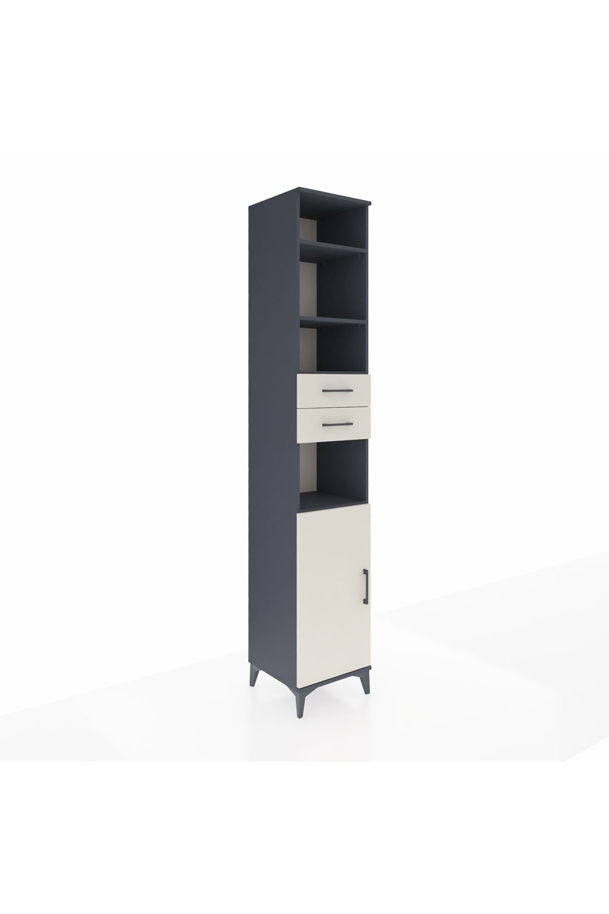 Hyperion Dolap 5 Raflı 2 Çekmeceli Tek Kapaklı 44x44x243 Antrasit-Aytaşı