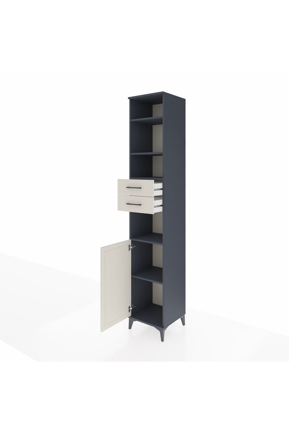 Hyperion Dolap 5 Raflı 2 Çekmeceli Tek Kapaklı 44x44x243 Antrasit-Aytaşı