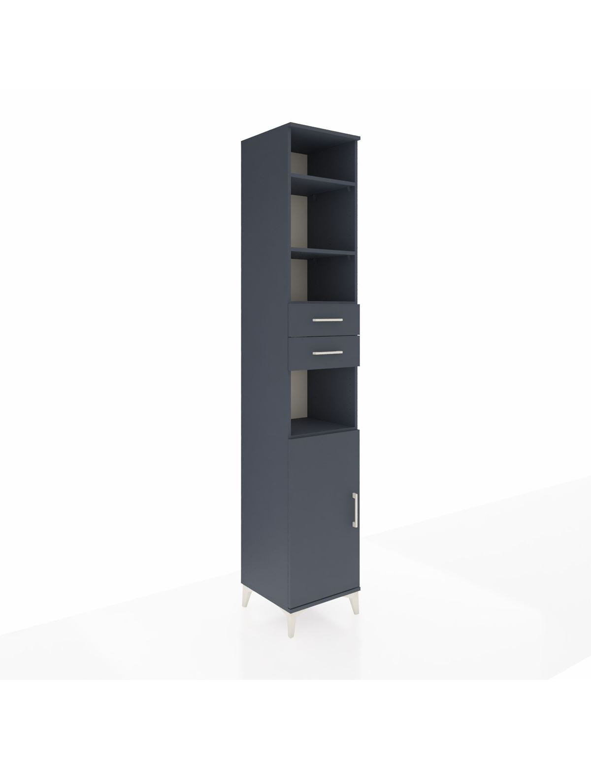 Hyperion Dolap 5 Raflı 2 Çekmeceli Tek Kapaklı 44x44x243 Antrasit-Antrasit