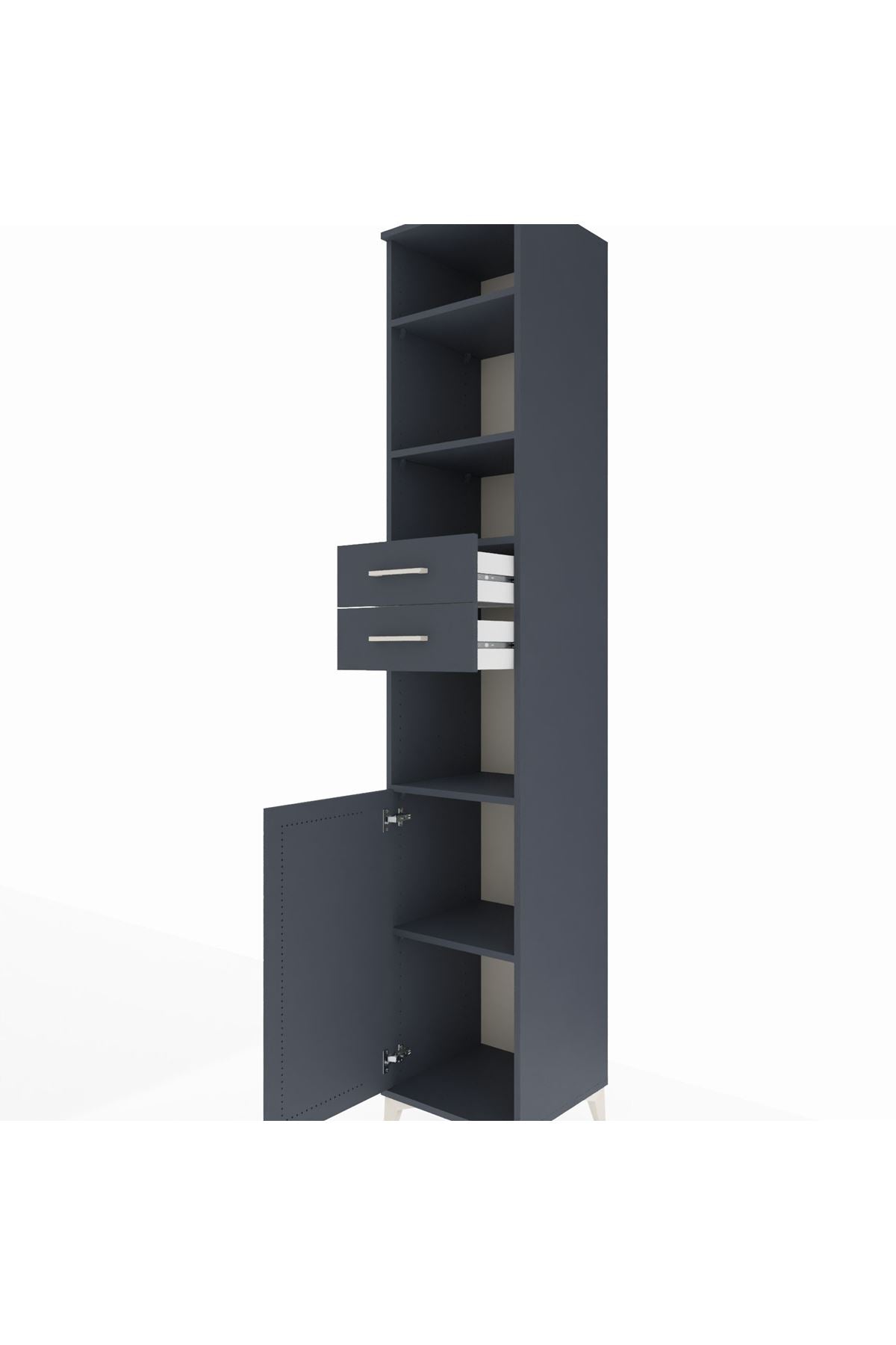 Hyperion Dolap 5 Raflı 2 Çekmeceli Tek Kapaklı 44x44x243 Antrasit-Antrasit