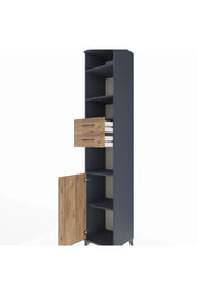 Hyperion Dolap 5 Raflı 2 Çekmeceli Tek Kapaklı 44x44x243 Antrasit-Çam