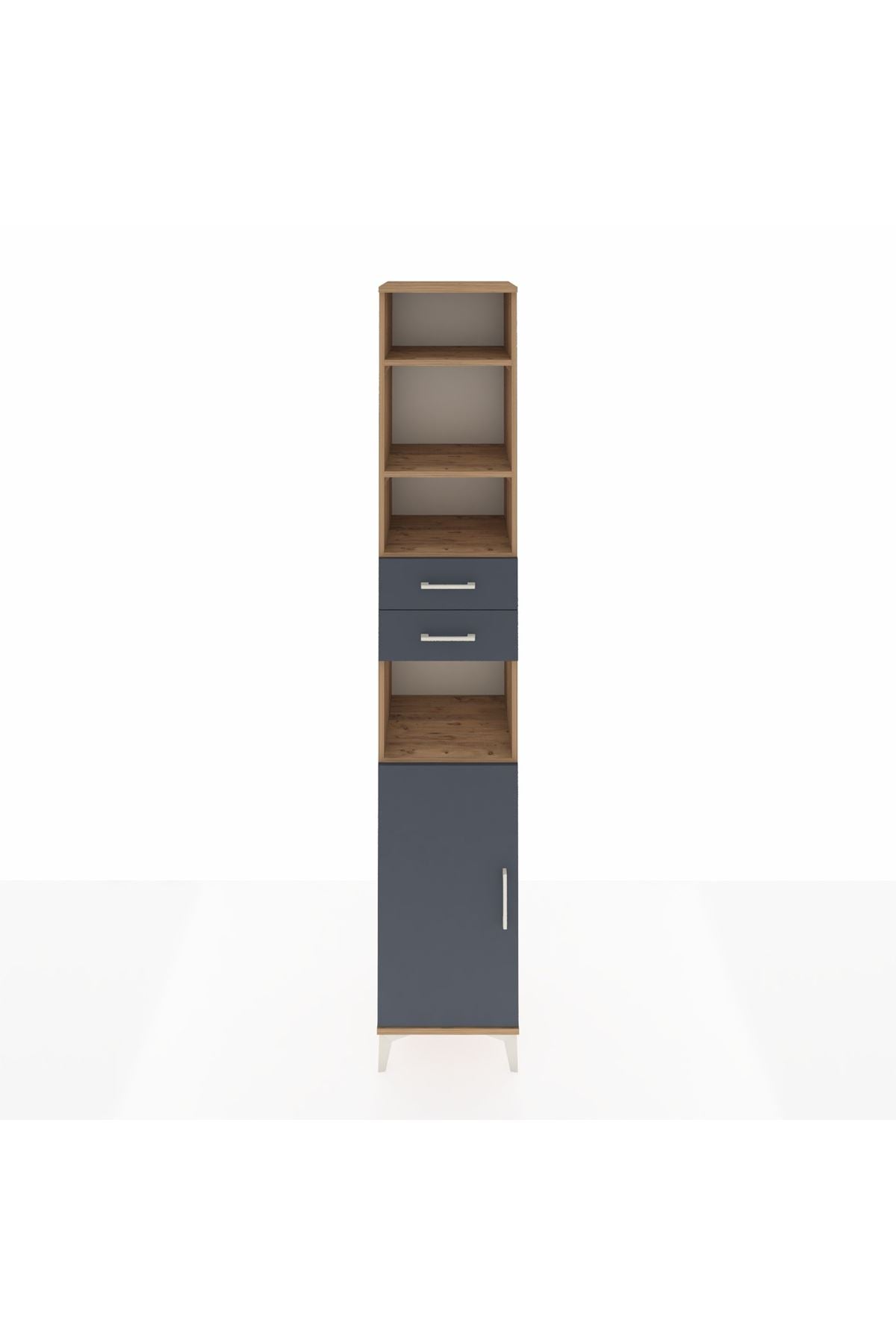 Hyperion Dolap 5 Raflı 2 Çekmeceli Tek Kapaklı 44x44x243 Çam-Antrasit