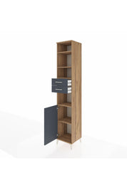 Hyperion Dolap 5 Raflı 2 Çekmeceli Tek Kapaklı 44x44x243 Çam-Antrasit