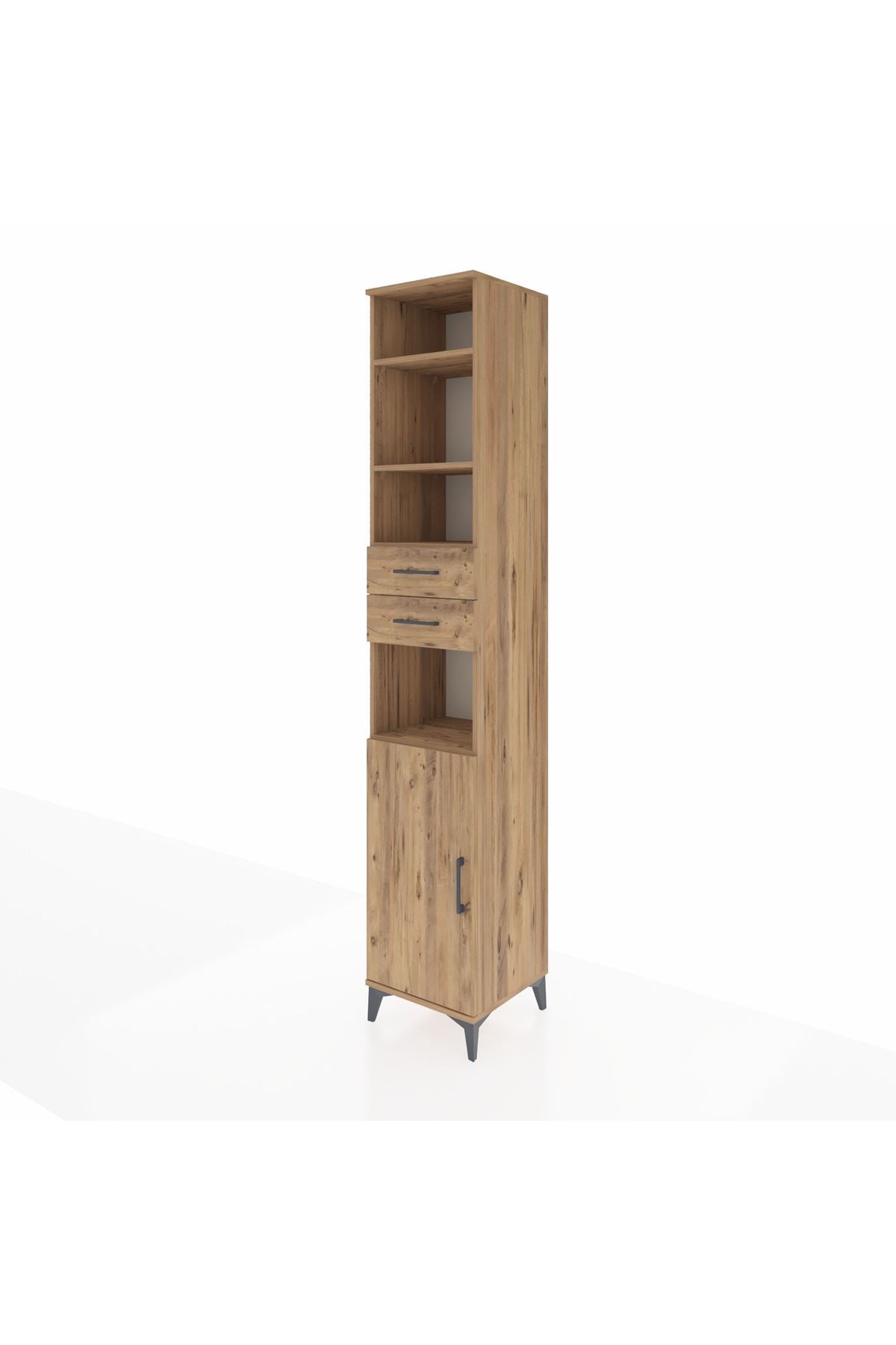 Hyperion Dolap 5 Raflı 2 Çekmeceli Tek Kapaklı 44x44x243 Çam-Çam