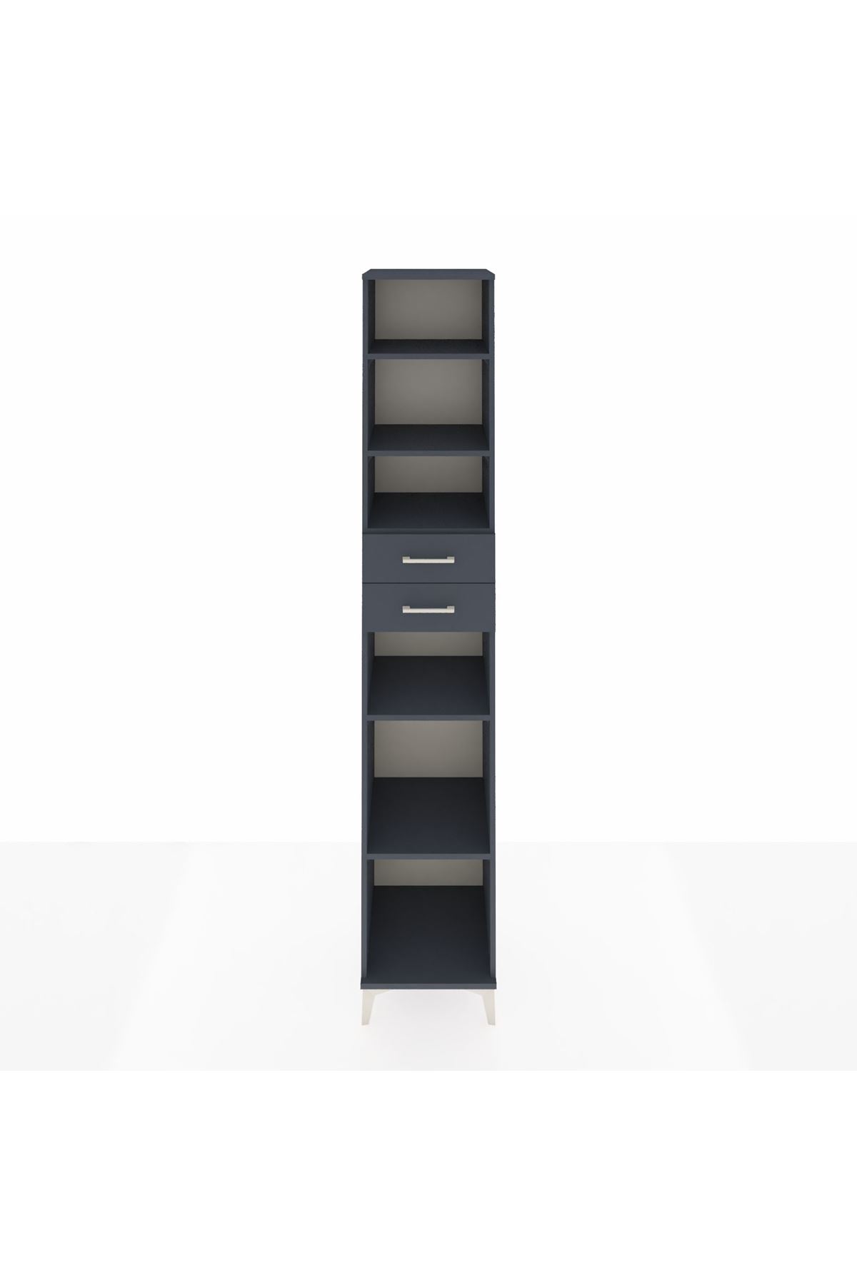 Hyperion Dolap 5 Raflı 2 Çekmeceli 44x44x243 Antrasit-Antrasit