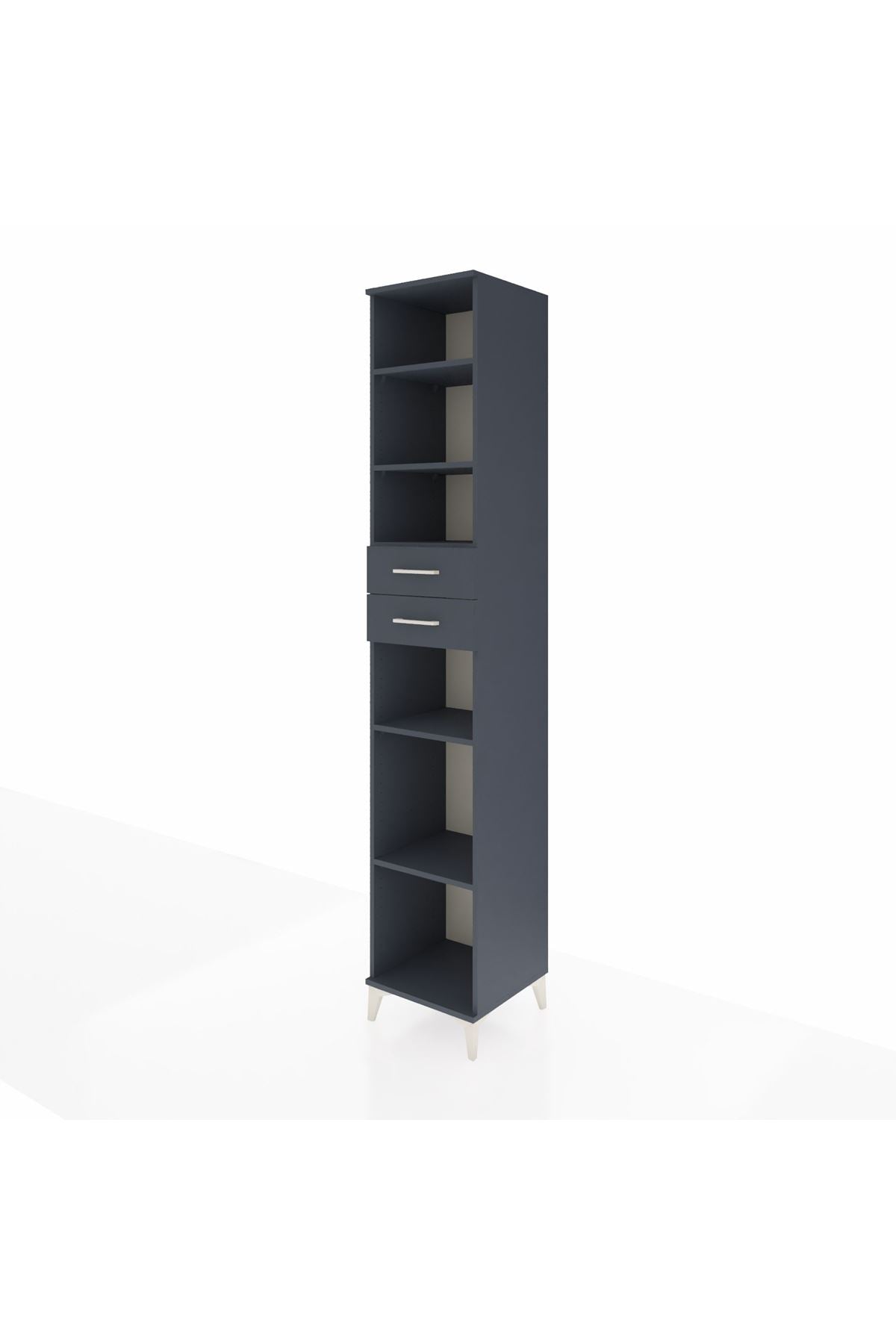 Hyperion Dolap 5 Raflı 2 Çekmeceli 44x44x243 Antrasit-Antrasit