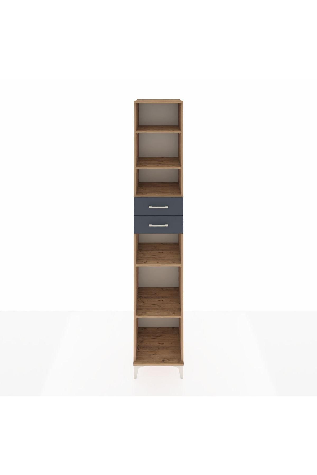 Hyperion Dolap 5 Raflı 2 Çekmeceli 44x44x243 Çam-Antrasit