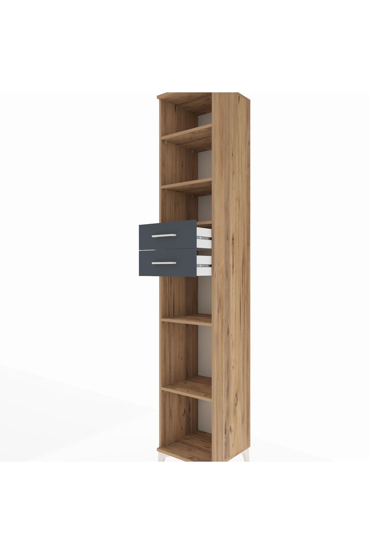 Hyperion Dolap 5 Raflı 2 Çekmeceli 44x44x243 Çam-Antrasit