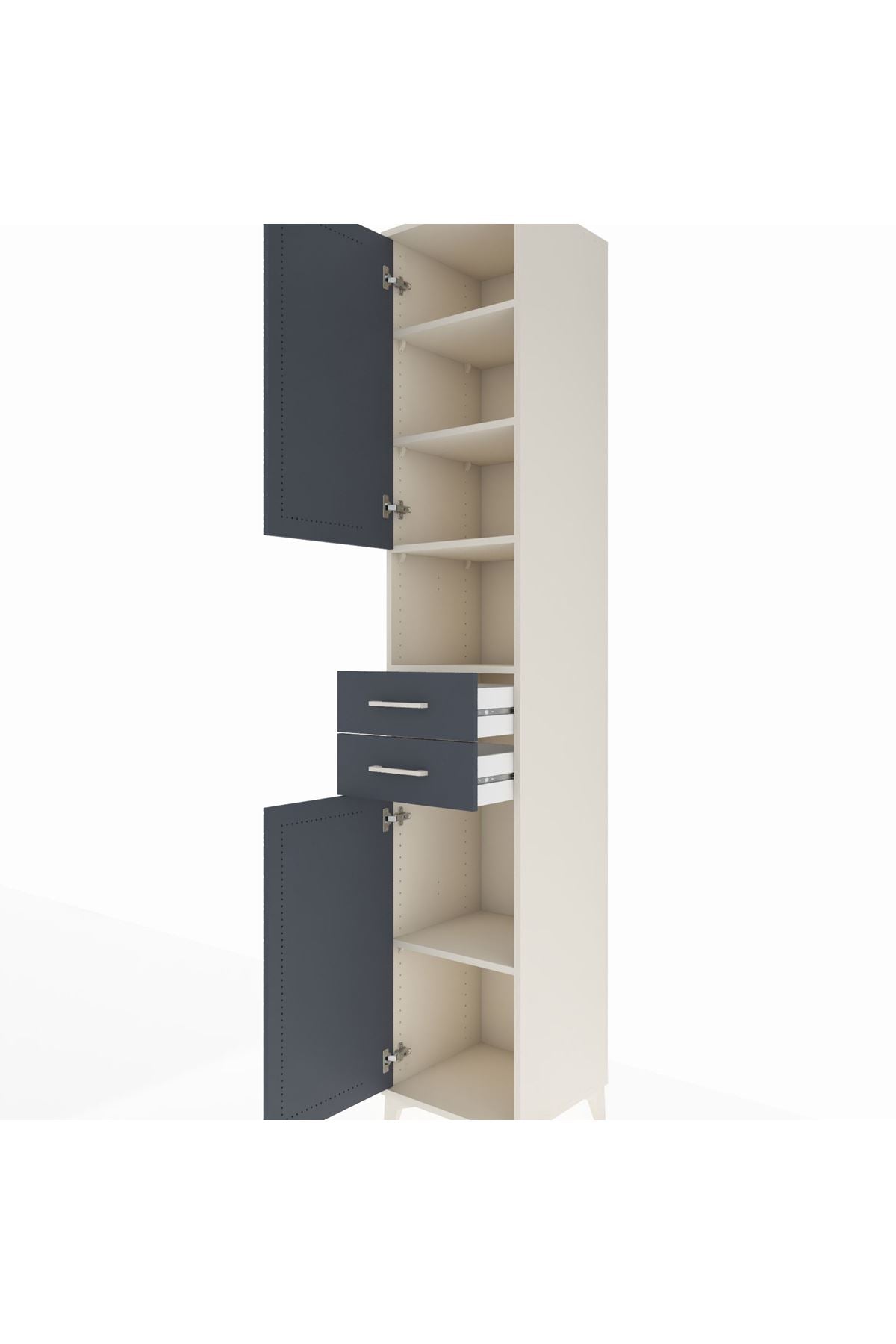 Hyperion Dolap 5 Raflı 2 Çekmeceli 2 Kapaklı 44x44x243 Aytaşı-Antrasit