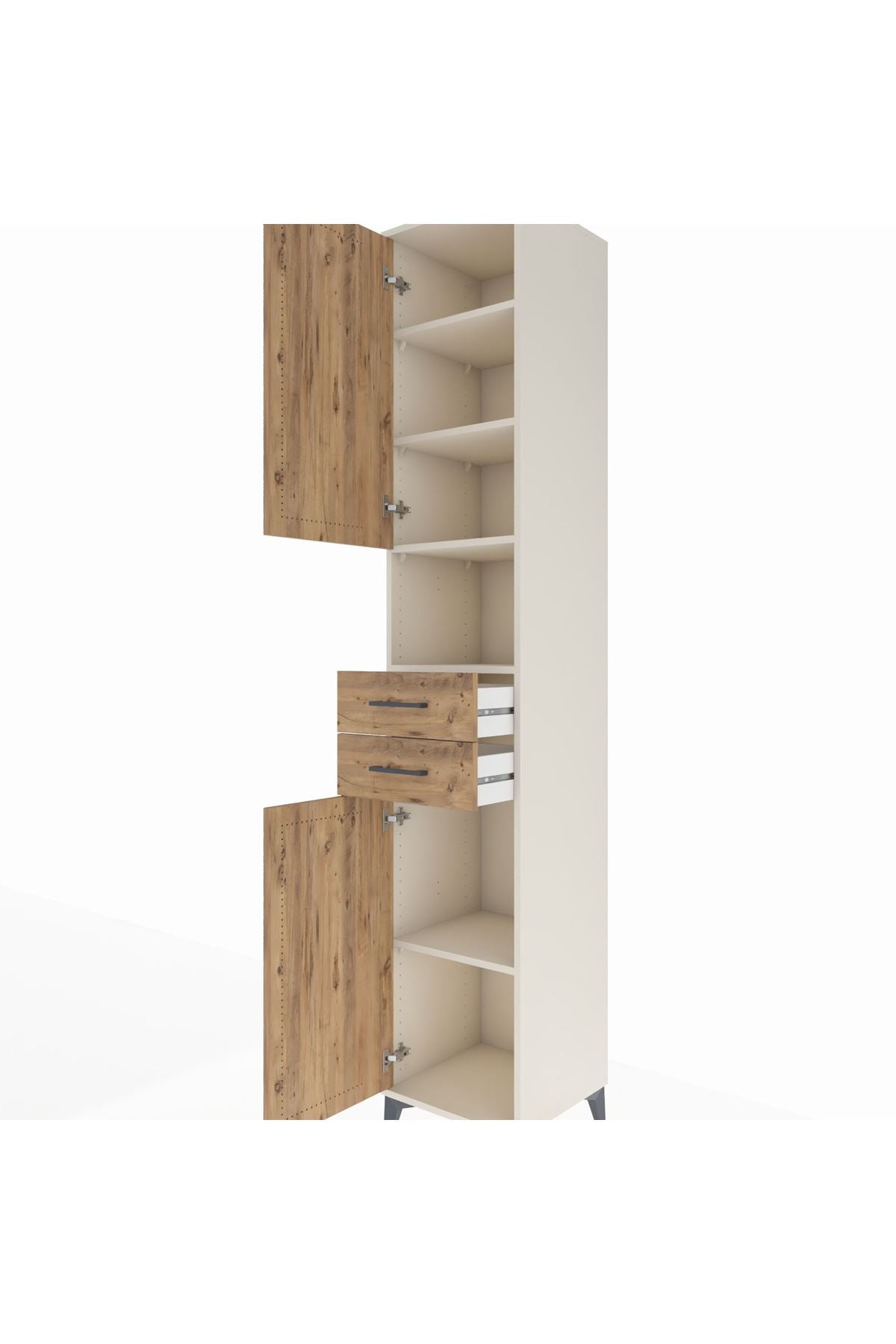 Hyperion Dolap 5 Raflı 2 Çekmeceli 2 Kapaklı 44x44x243 Aytaşı-Çam