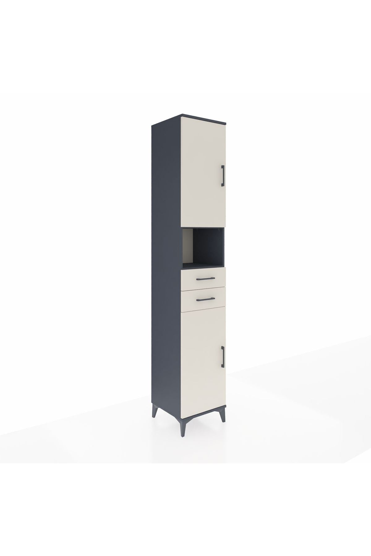 Hyperion Dolap 5 Raflı 2 Çekmeceli 2 Kapaklı 44x44x243 Antrasit-Aytaşı