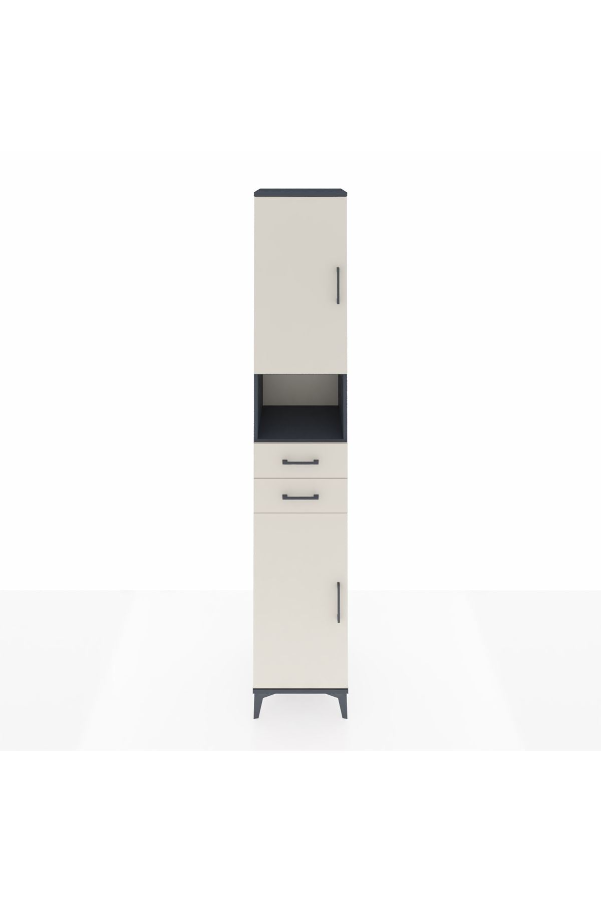 Hyperion Dolap 5 Raflı 2 Çekmeceli 2 Kapaklı 44x44x243 Antrasit-Aytaşı