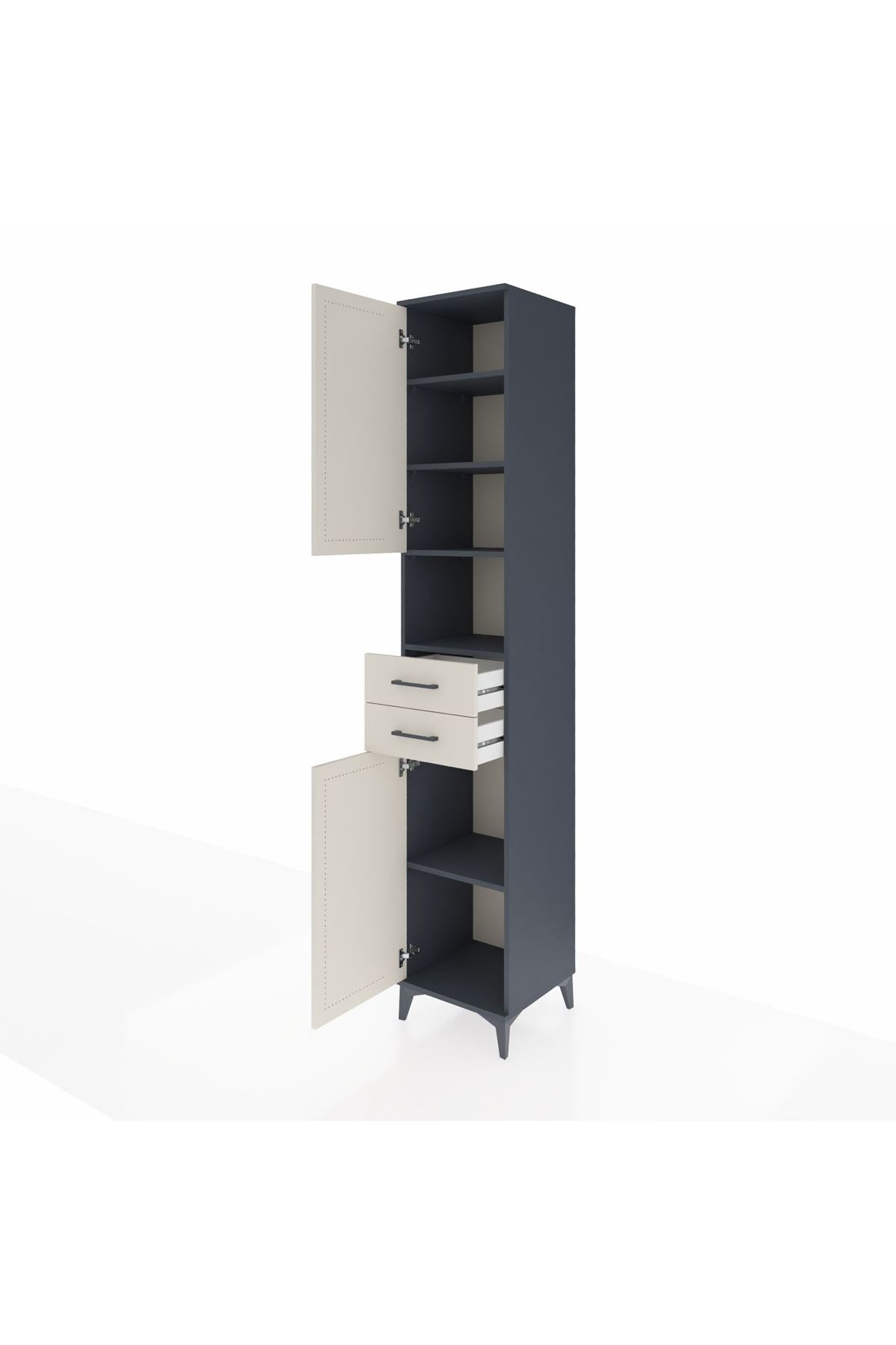 Hyperion Dolap 5 Raflı 2 Çekmeceli 2 Kapaklı 44x44x243 Antrasit-Aytaşı