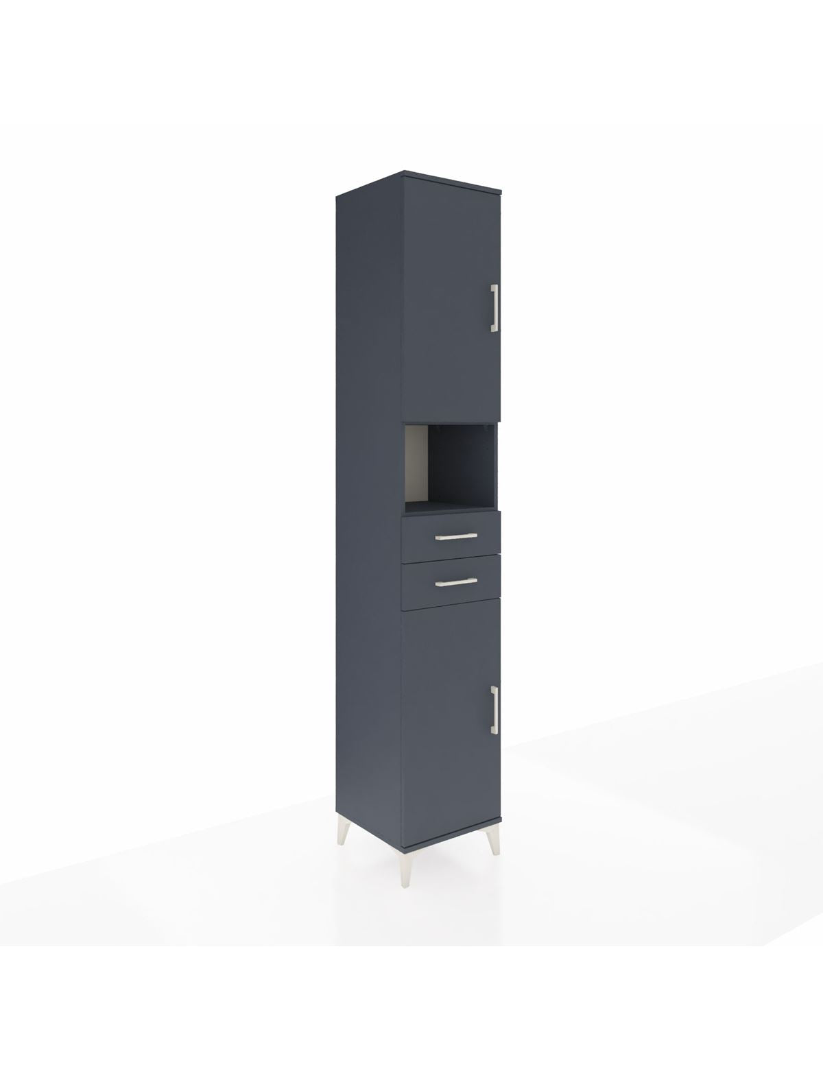 Hyperion Dolap 5 Raflı 2 Çekmeceli 2 Kapaklı 44x44x243 Antrasit-Antrasit