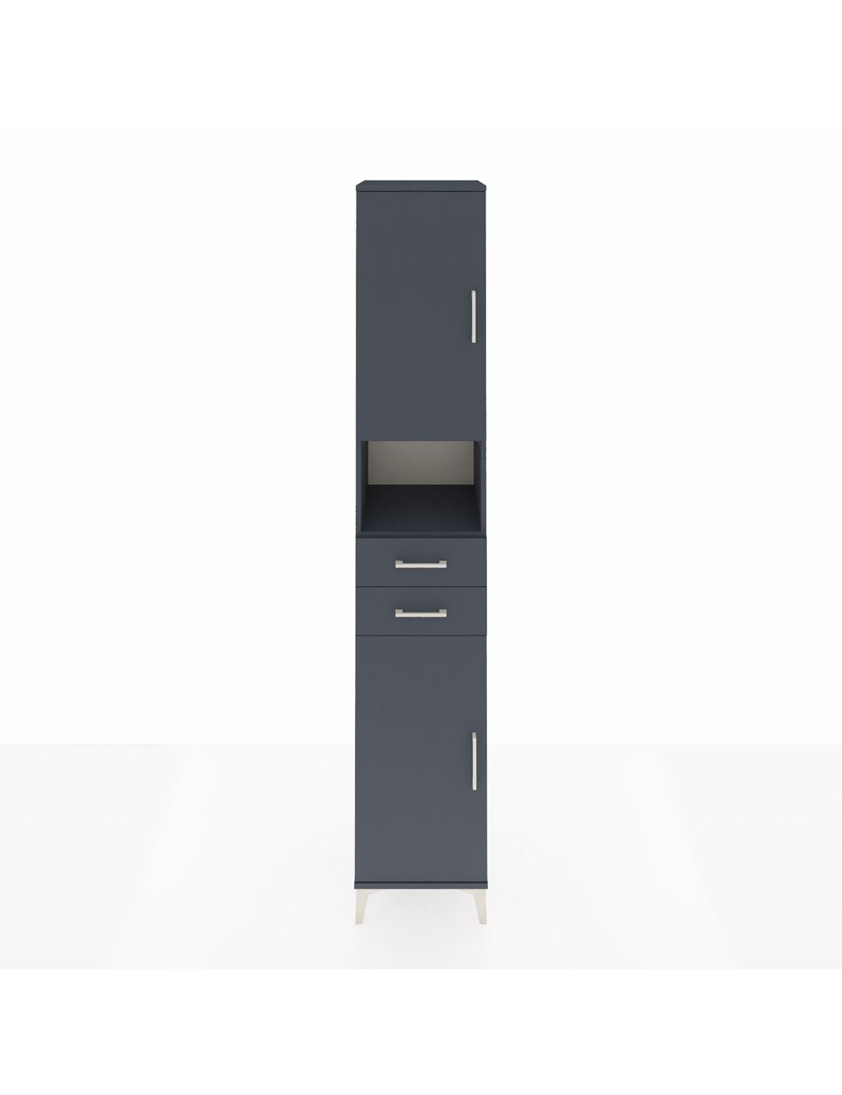 Hyperion Dolap 5 Raflı 2 Çekmeceli 2 Kapaklı 44x44x243 Antrasit-Antrasit