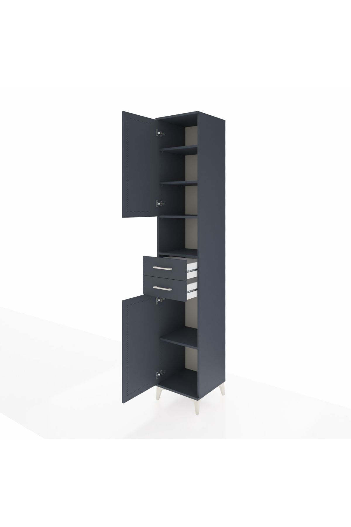 Hyperion Dolap 5 Raflı 2 Çekmeceli 2 Kapaklı 44x44x243 Antrasit-Antrasit