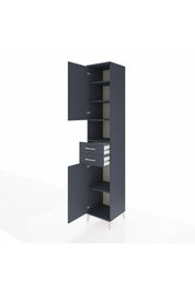 Hyperion Dolap 5 Raflı 2 Çekmeceli 2 Kapaklı 44x44x243 Antrasit-Antrasit