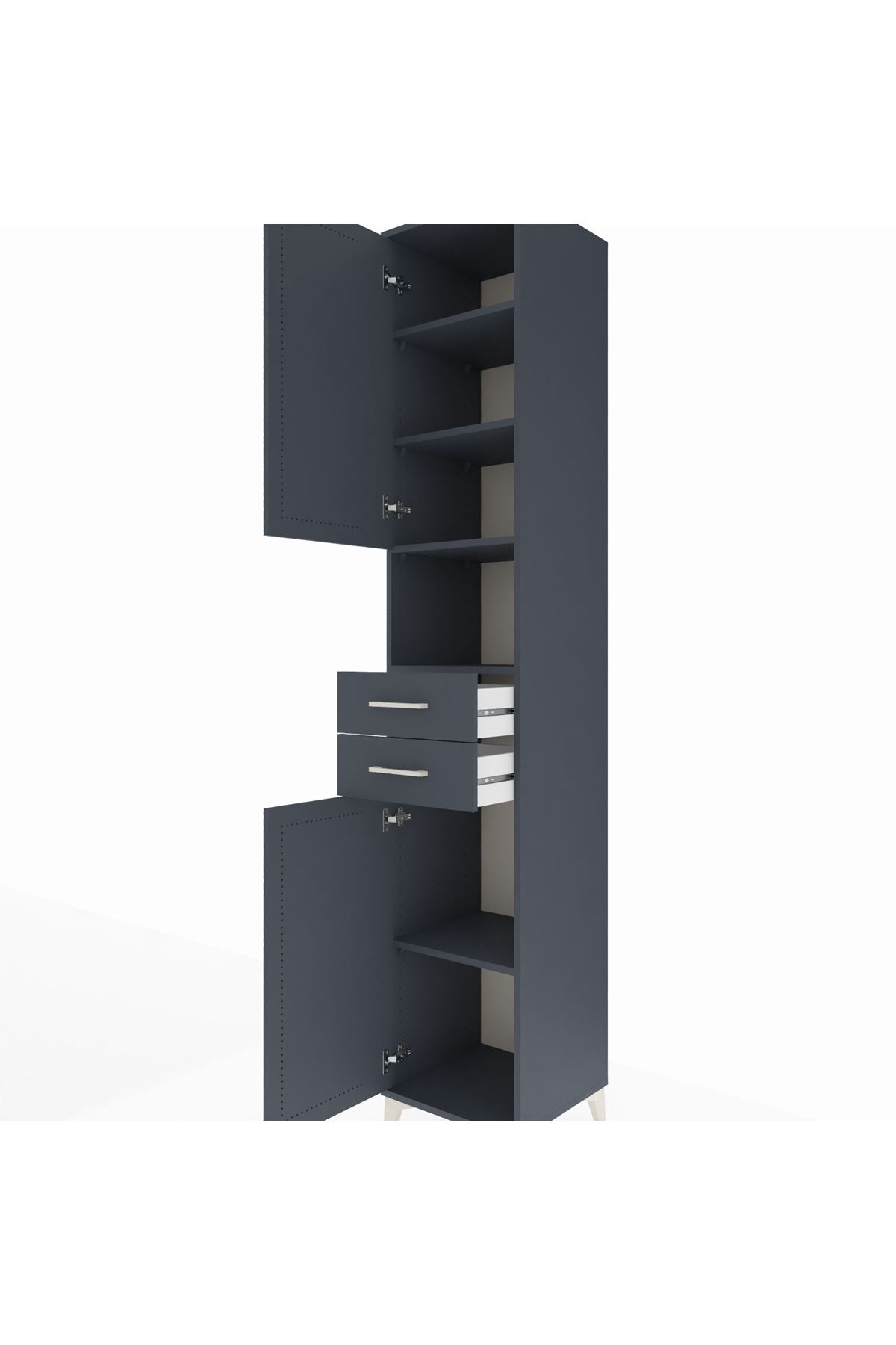 Hyperion Dolap 5 Raflı 2 Çekmeceli 2 Kapaklı 44x44x243 Antrasit-Antrasit