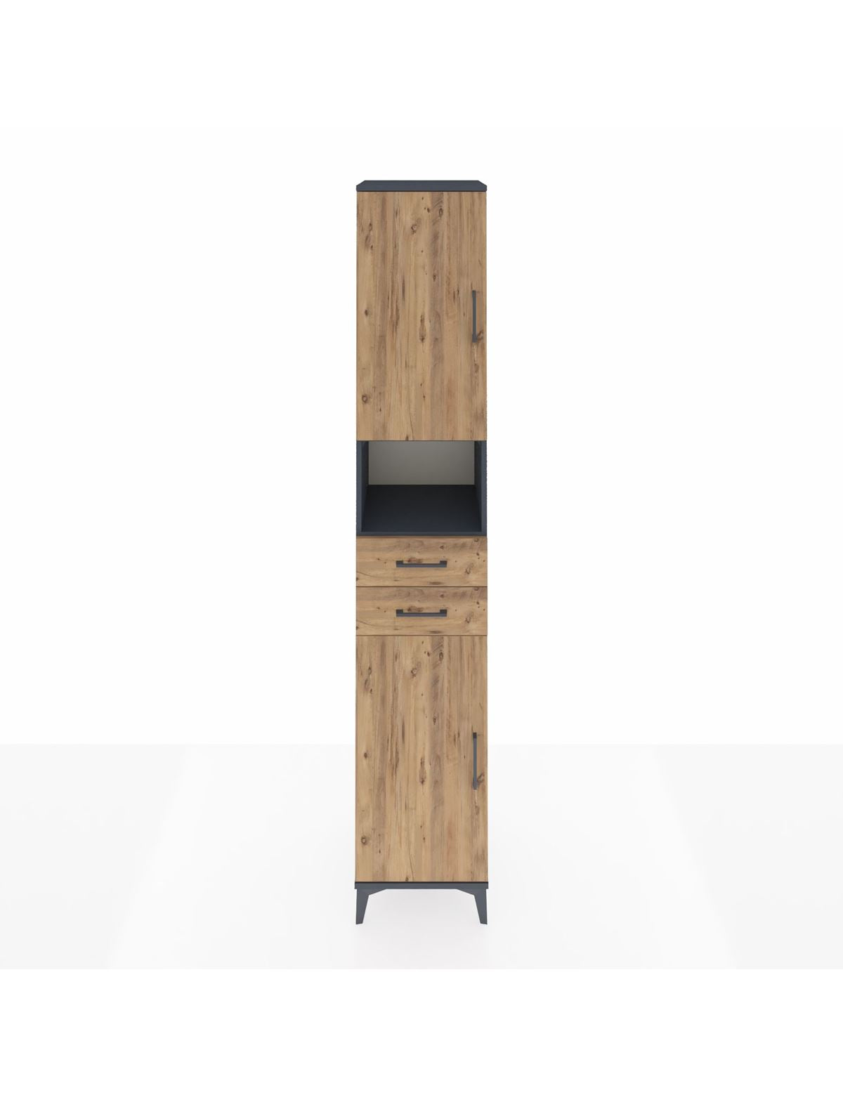 Hyperion Dolap 5 Raflı 2 Çekmeceli 2 Kapaklı 44x44x243 Antrasit-Çam