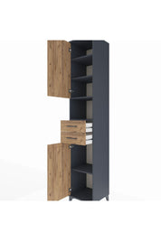 Hyperion Dolap 5 Raflı 2 Çekmeceli 2 Kapaklı 44x44x243 Antrasit-Çam