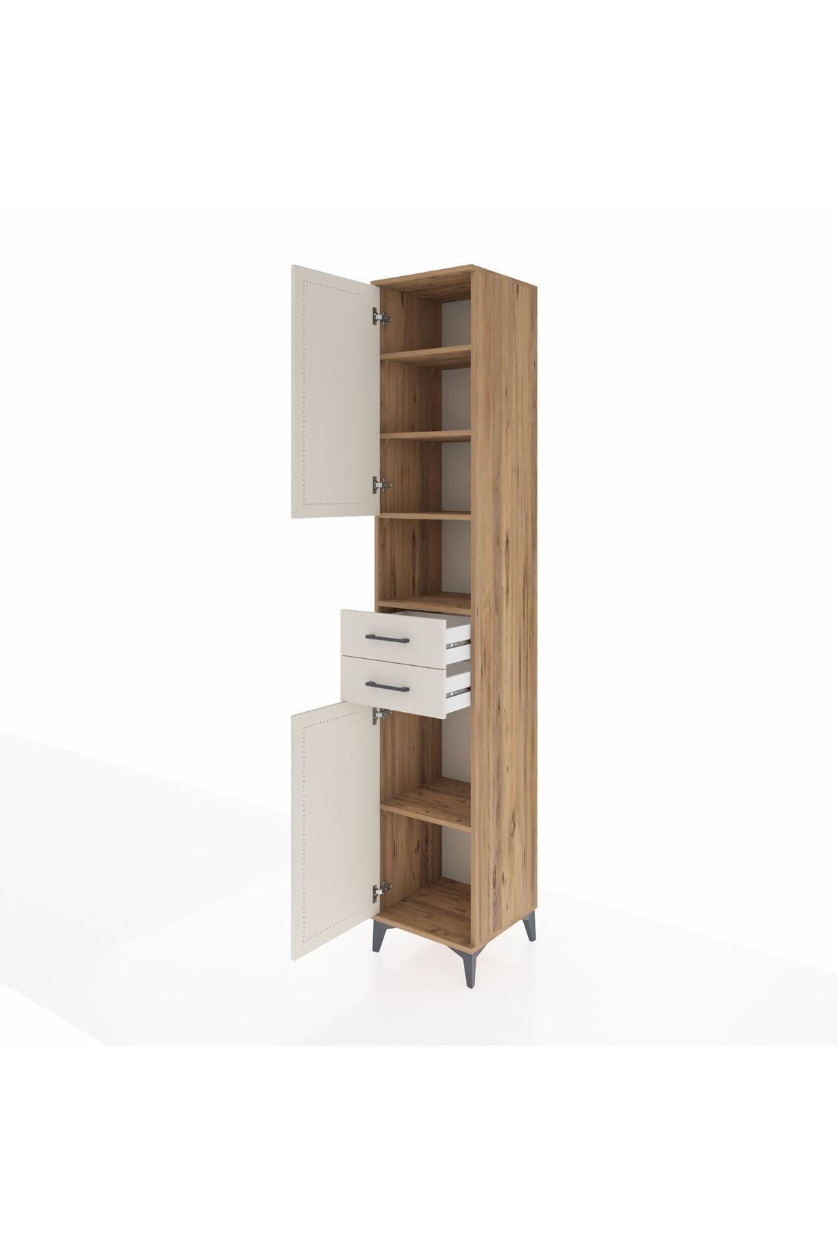 Hyperion Dolap 5 Raflı 2 Çekmeceli 2 Kapaklı 44x44x243 Çam-Aytaşı