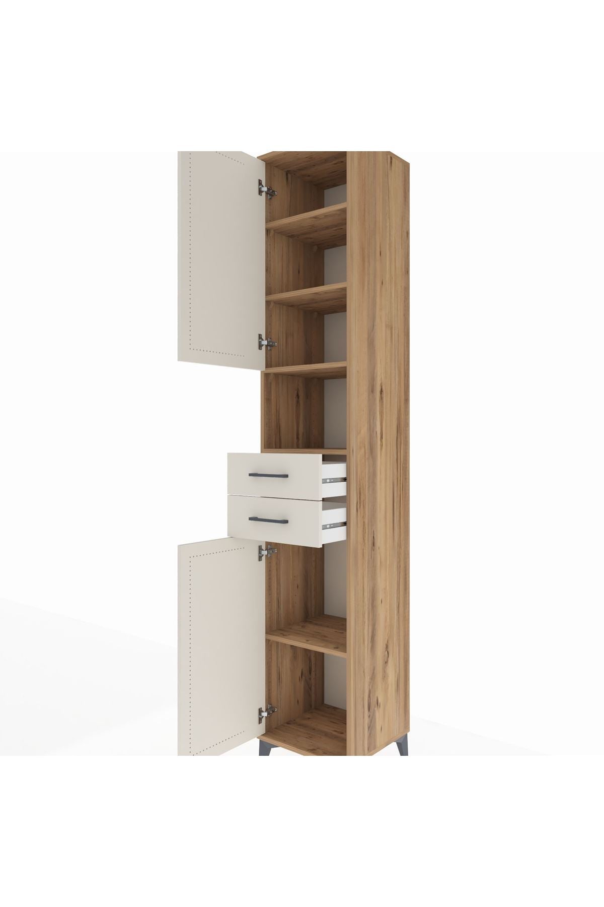 Hyperion Dolap 5 Raflı 2 Çekmeceli 2 Kapaklı 44x44x243 Çam-Aytaşı