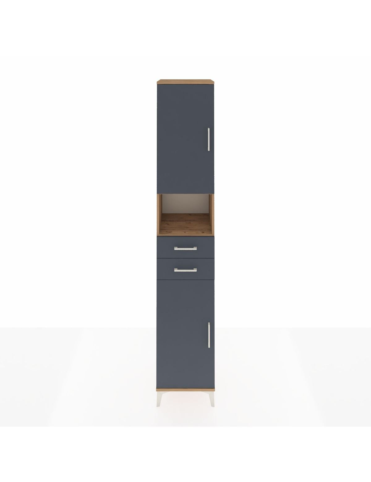 Hyperion Dolap 5 Raflı 2 Çekmeceli 2 Kapaklı 44x44x243 Çam-Antrasit