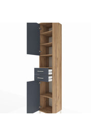 Hyperion Dolap 5 Raflı 2 Çekmeceli 2 Kapaklı 44x44x243 Çam-Antrasit