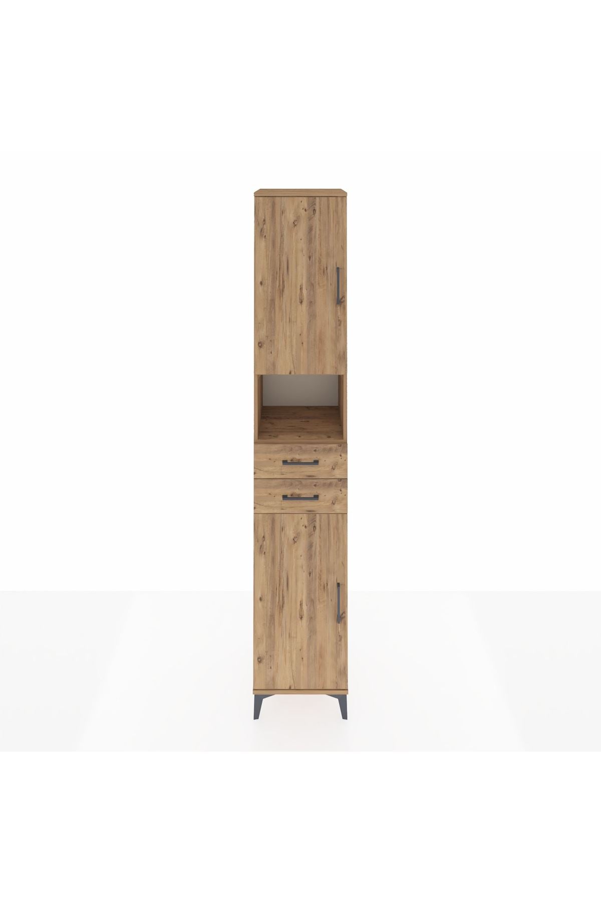 Hyperion Dolap 5 Raflı 2 Çekmeceli 2 Kapaklı 44x44x243 Çam-Çam