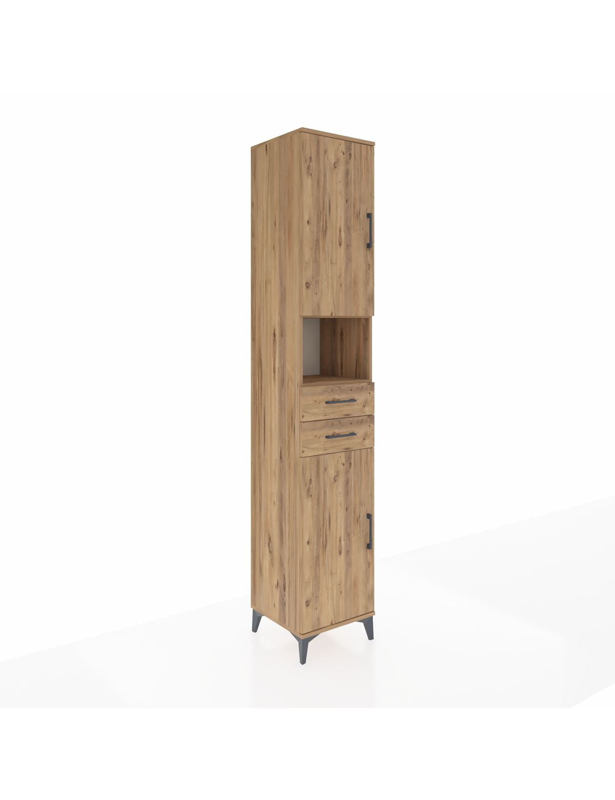 Hyperion Dolap 5 Raflı 2 Çekmeceli 2 Kapaklı 44x44x243 Çam-Çam