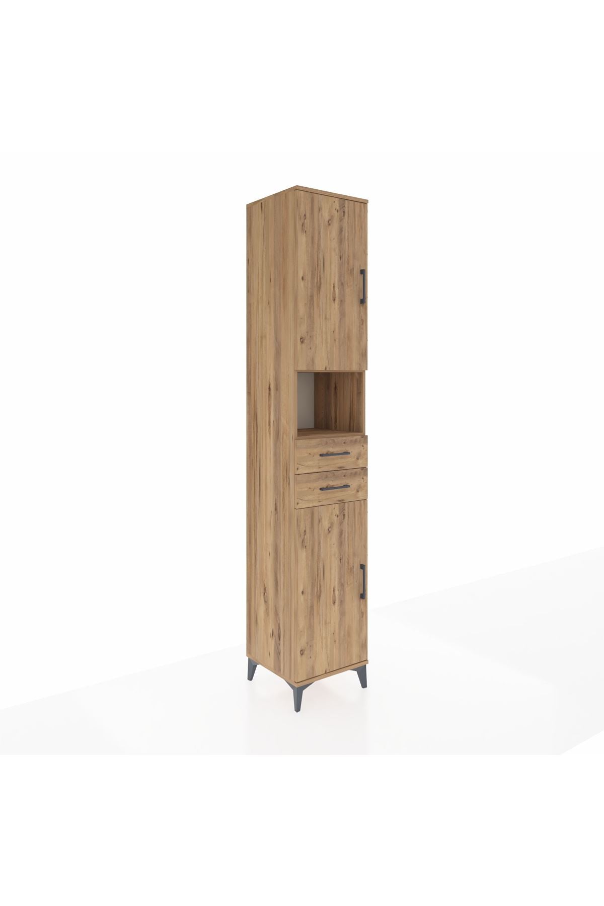 Hyperion Dolap 5 Raflı 2 Çekmeceli 2 Kapaklı 44x44x243 Çam-Çam