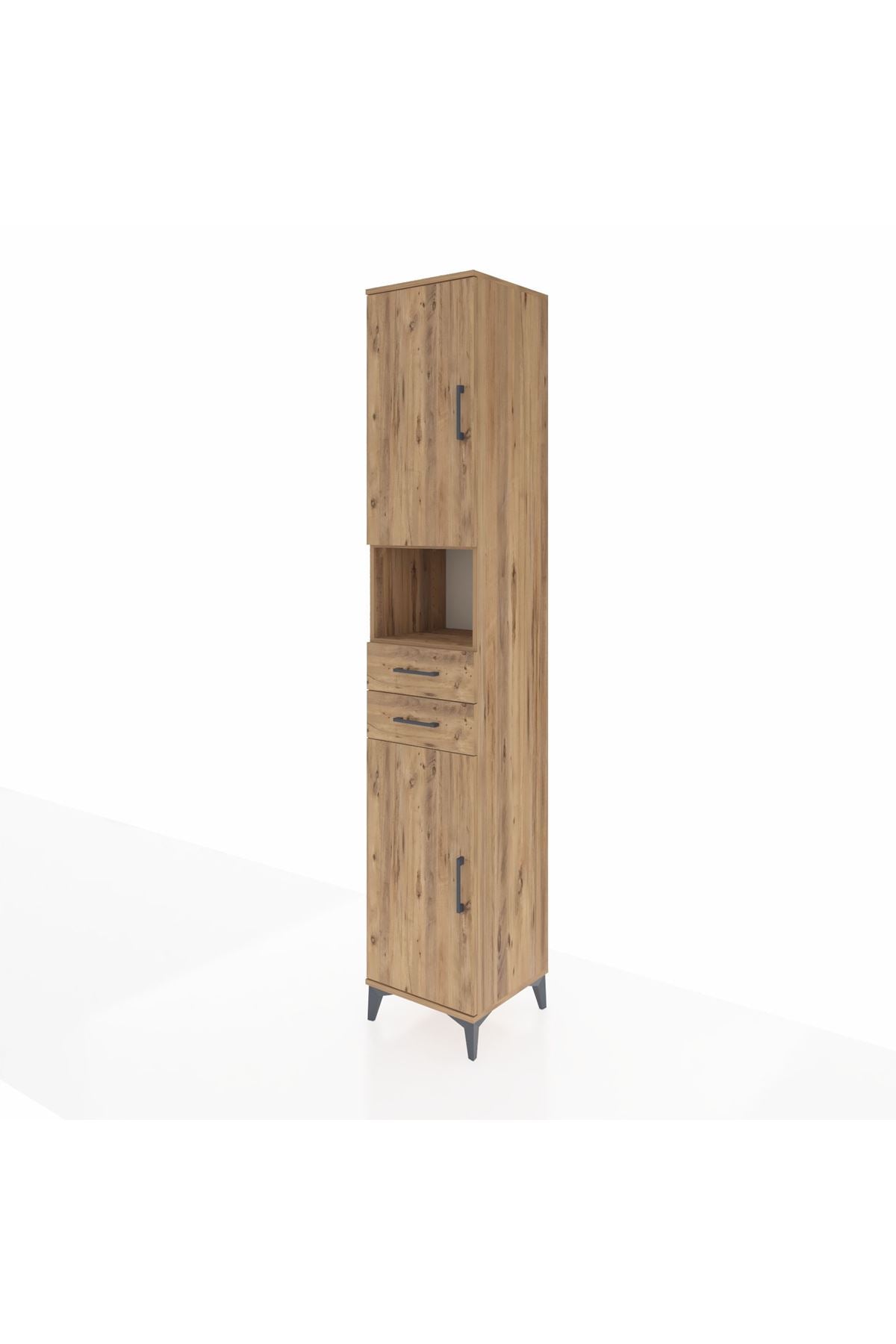 Hyperion Dolap 5 Raflı 2 Çekmeceli 2 Kapaklı 44x44x243 Çam-Çam