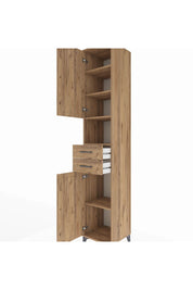 Hyperion Dolap 5 Raflı 2 Çekmeceli 2 Kapaklı 44x44x243 Çam-Çam