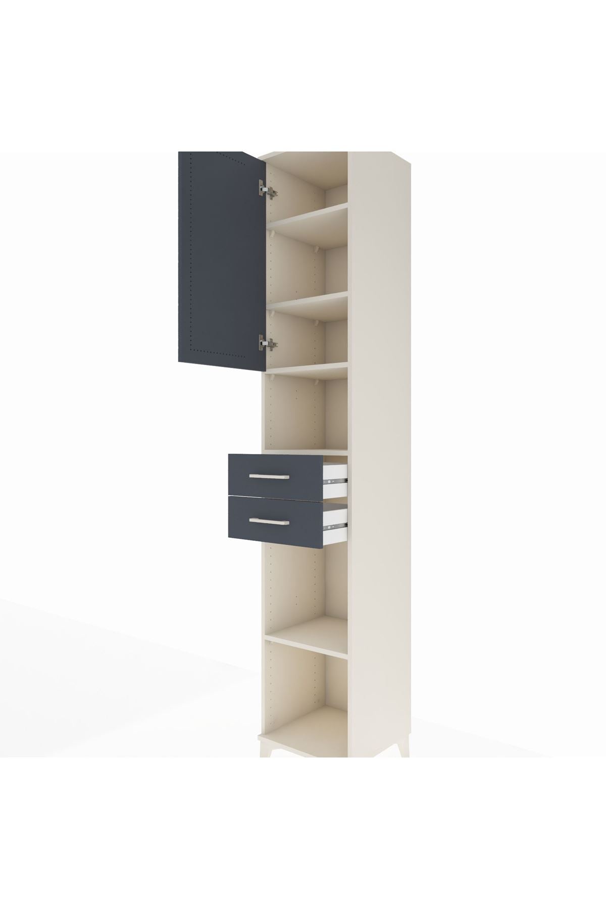 Hyperion Dolap 5 Raflı 2 Çekmeceli Tek Kapaklı 44x44x243 Aytaşı-Antrasit