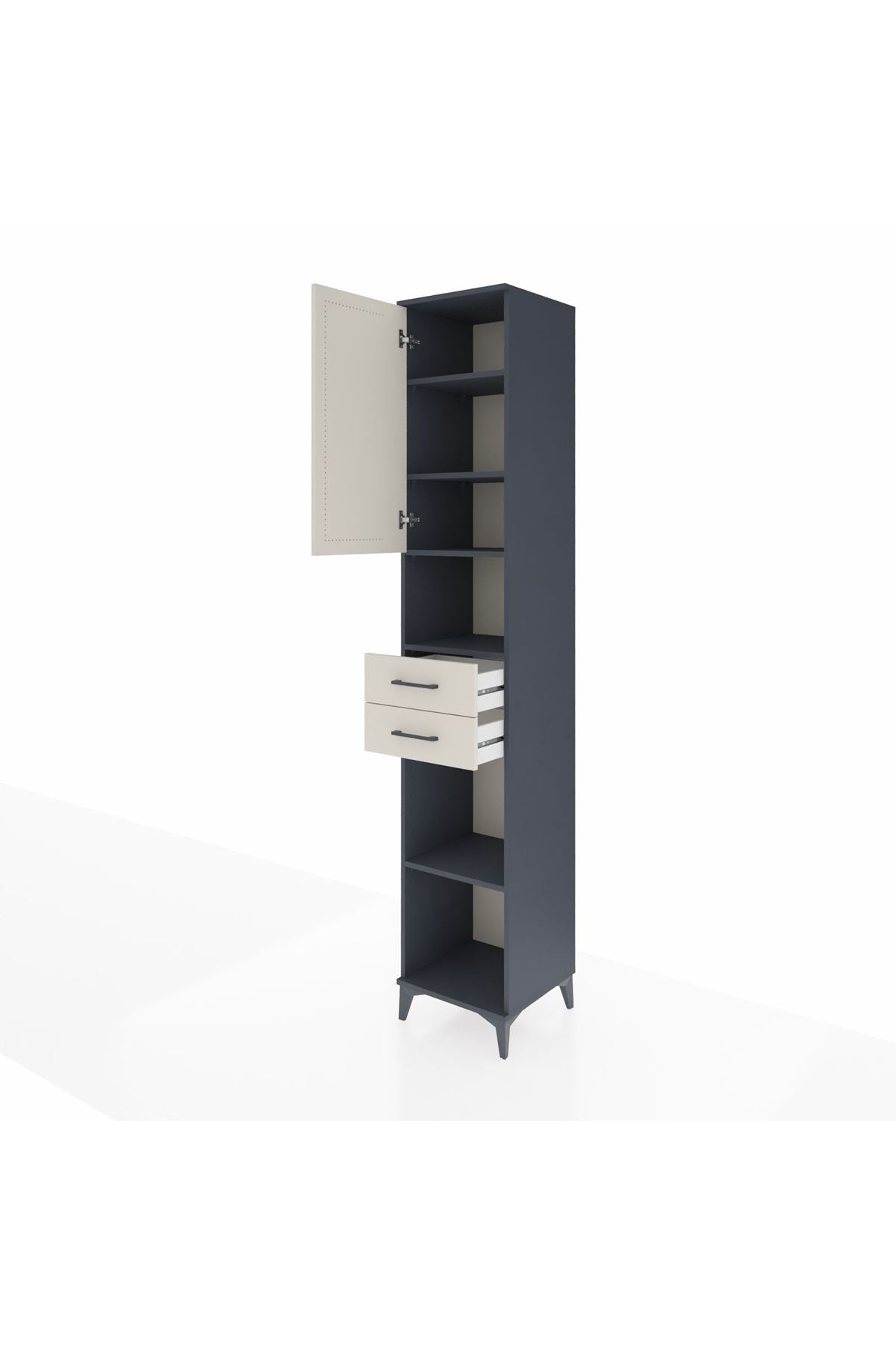 Hyperion Dolap 5 Raflı 2 Çekmeceli Tek Kapaklı 44x44x243 Antrasit-Aytaşı