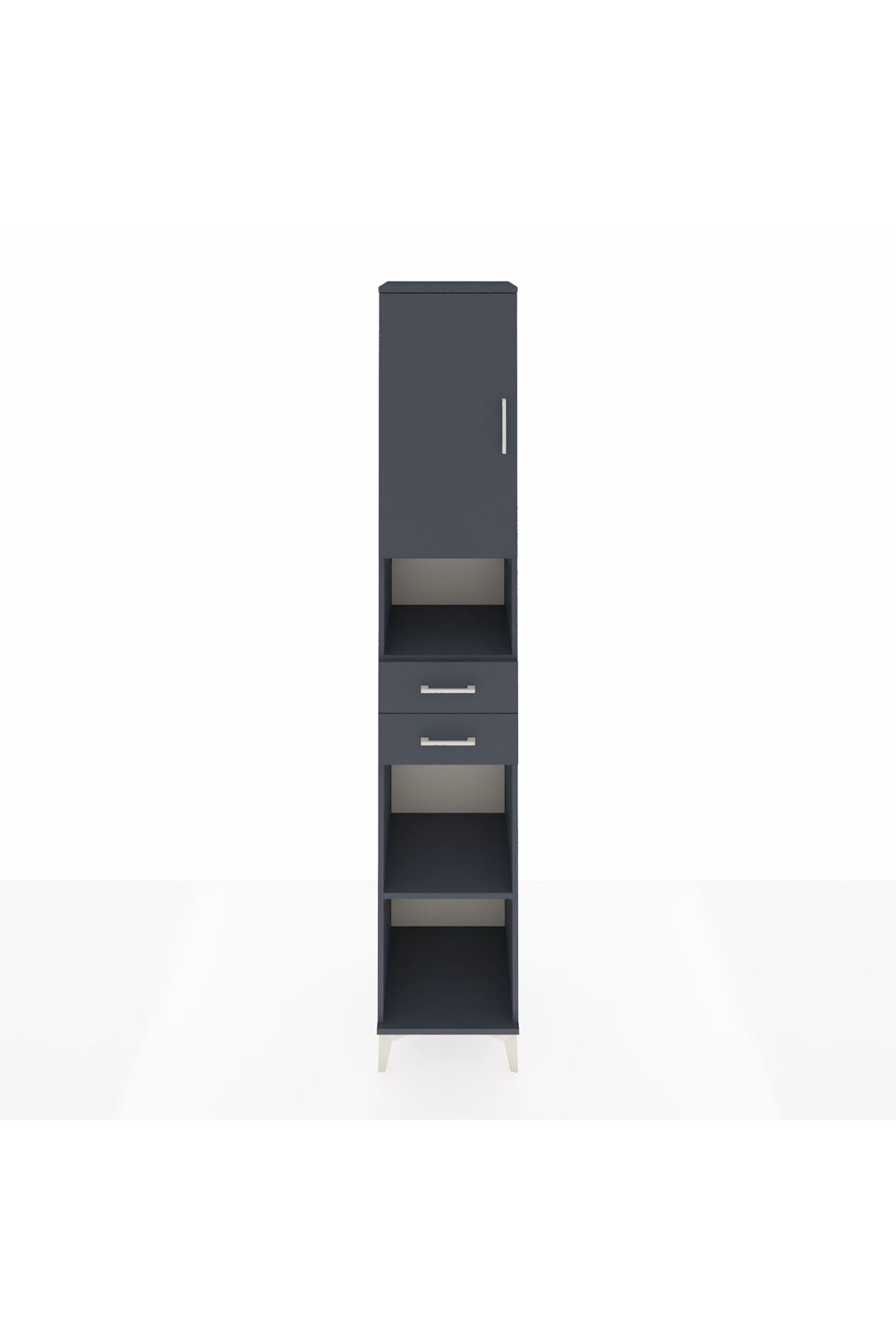 Hyperion Dolap 5 Raflı 2 Çekmeceli Tek Kapaklı 44x44x243 Antrasit-Antrasit