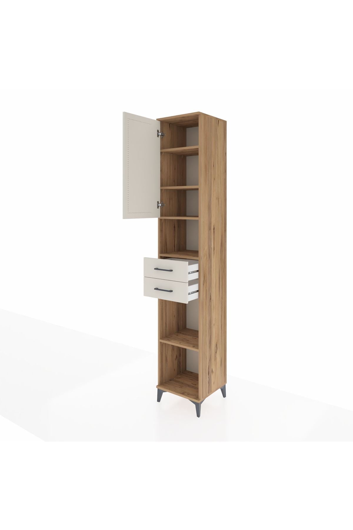 Hyperion Dolap 5 Raflı 2 Çekmeceli Tek Kapaklı 44x44x243 Çam-Aytaşı