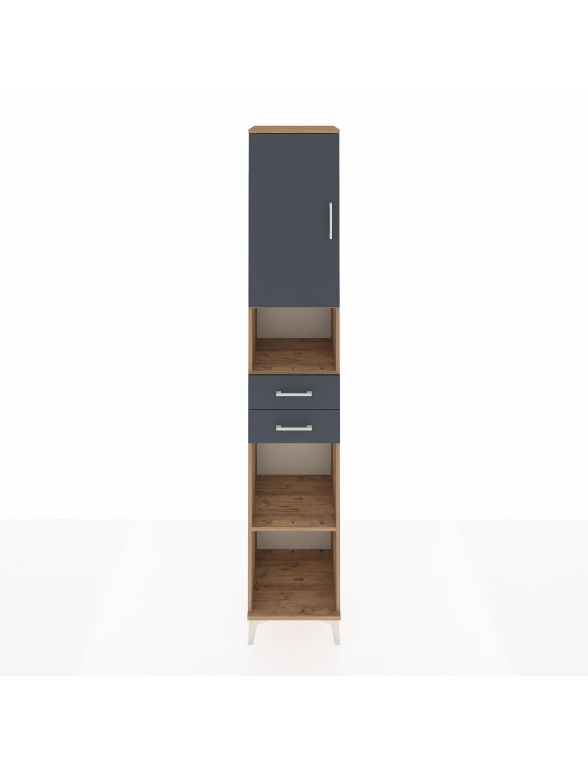 Hyperion Dolap 5 Raflı 2 Çekmeceli Tek Kapaklı 44x44x243 Çam-Antrasit