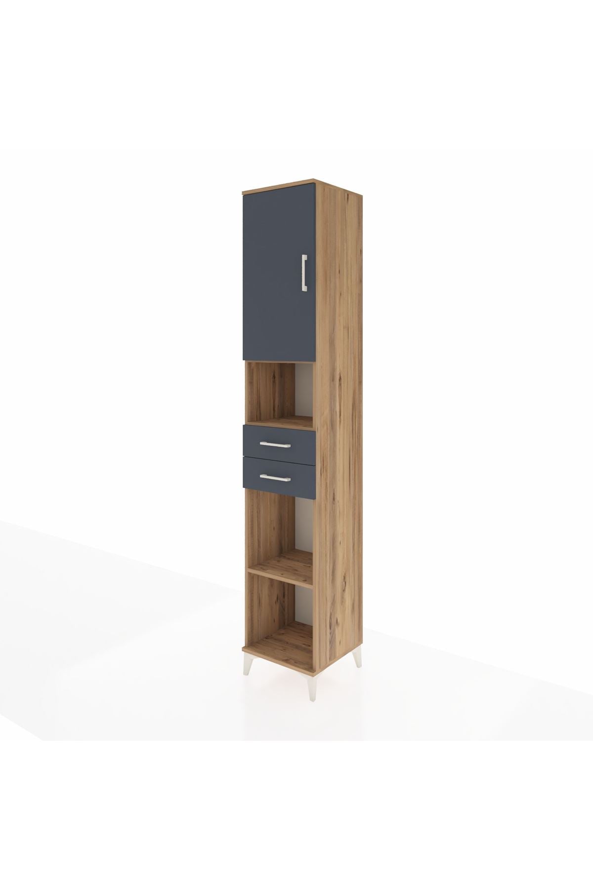 Hyperion Dolap 5 Raflı 2 Çekmeceli Tek Kapaklı 44x44x243 Çam-Antrasit
