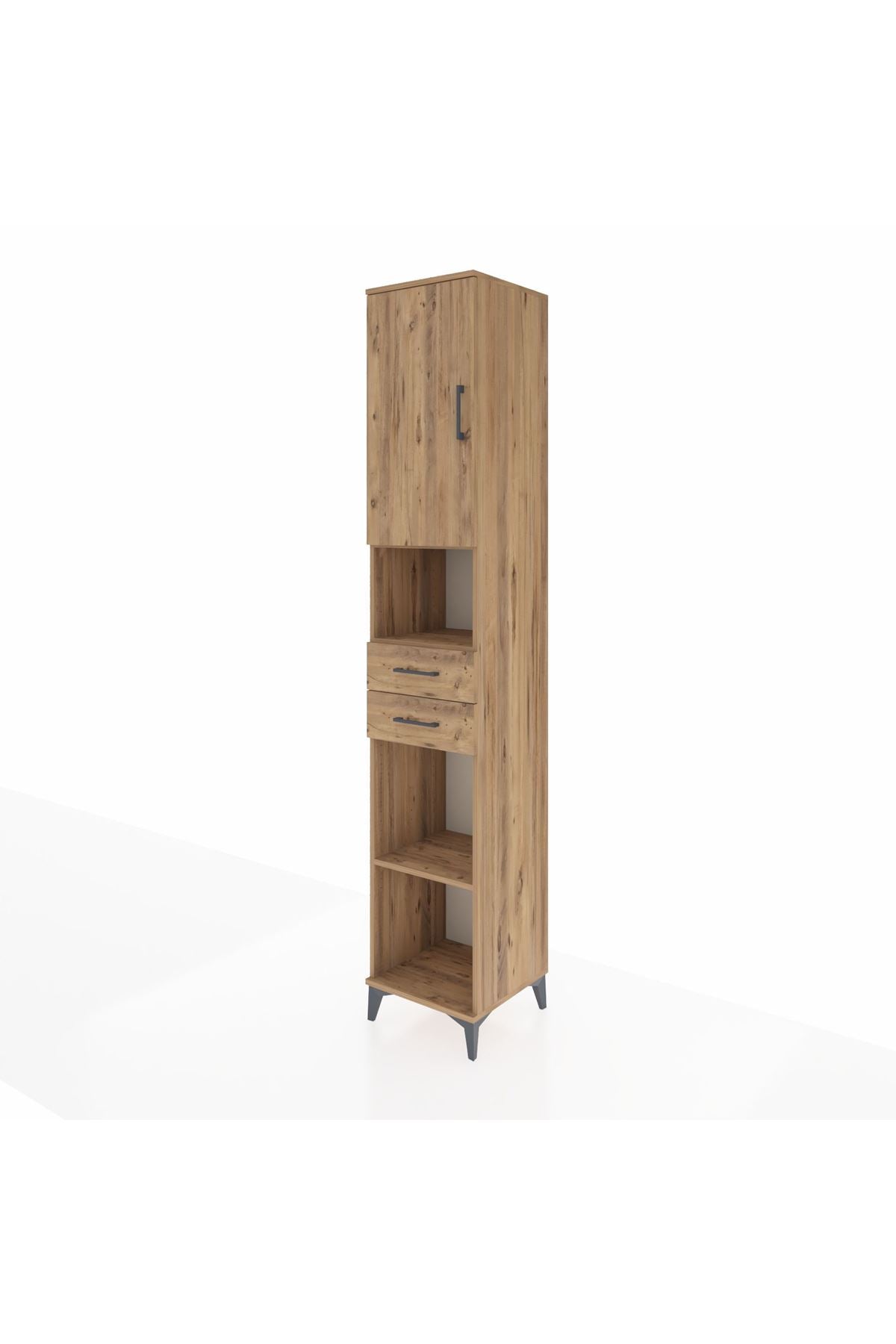 Hyperion Dolap 5 Raflı 2 Çekmeceli Tek Kapaklı 44x44x243 Çam-Çam