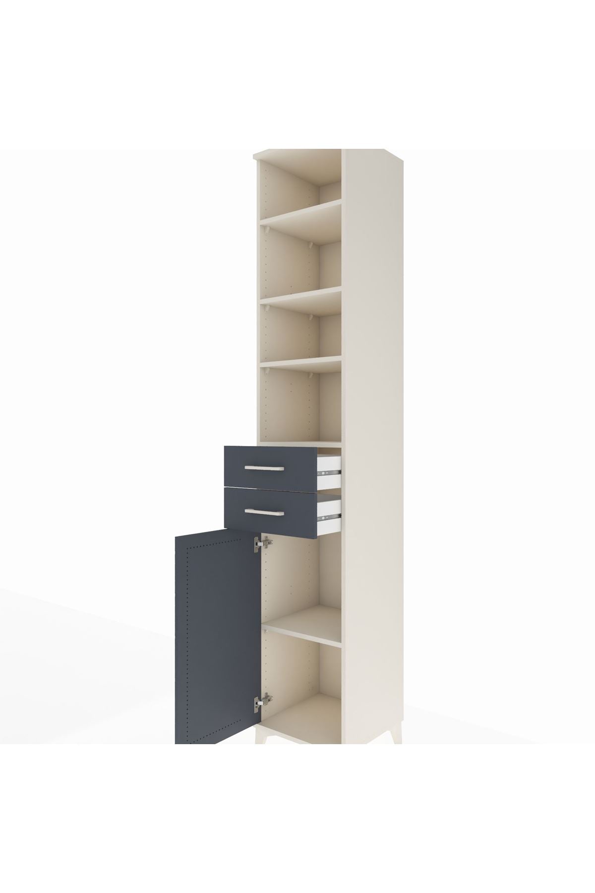 Hyperion Dolap 5 Raflı 2 Çekmeceli Tek Kapaklı 44x44x243 Aytaşı-Antrasit