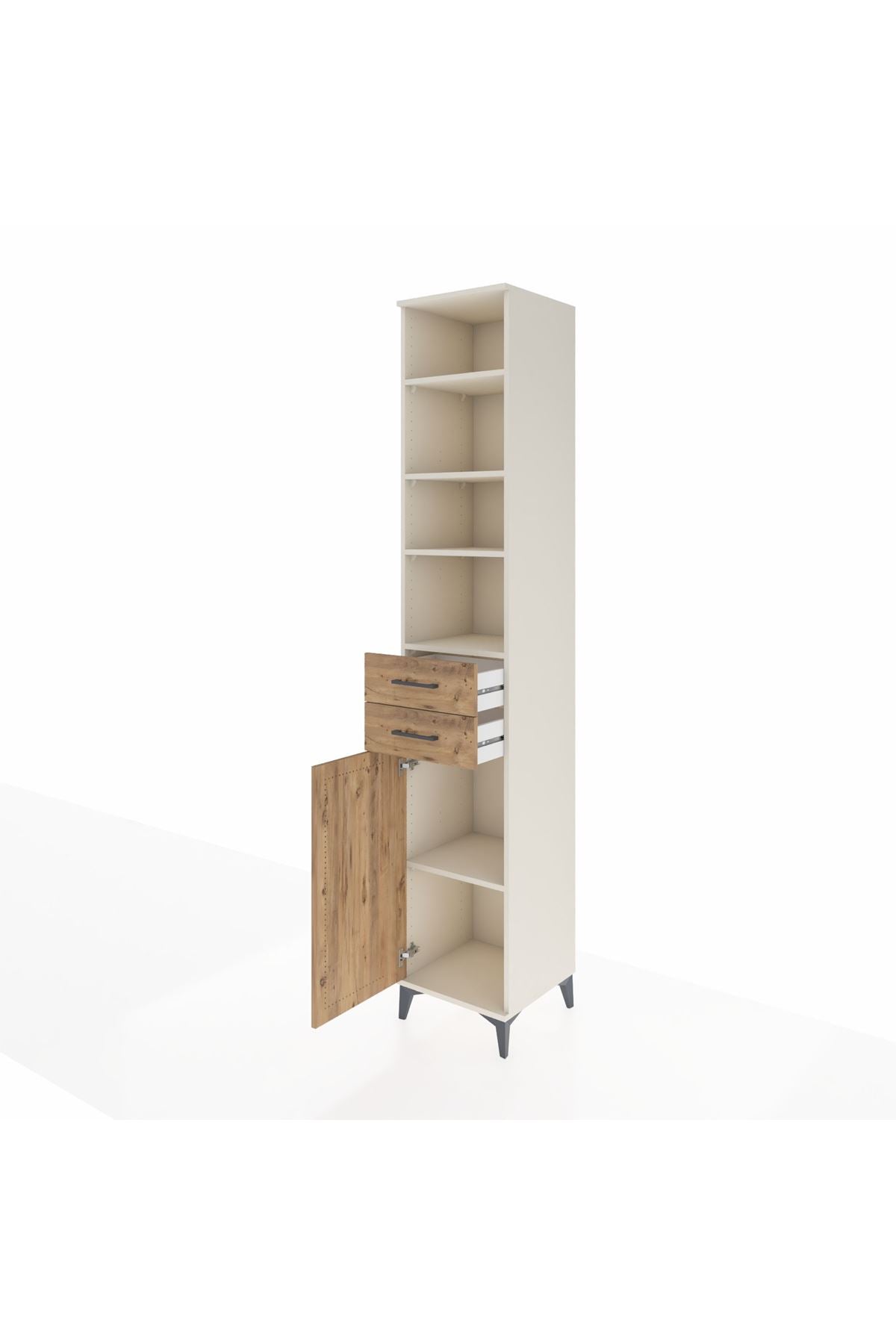 Hyperion Dolap 5 Raflı 2 Çekmeceli Tek Kapaklı 44x44x243 Aytaşı-Çam