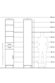 Hyperion Dolap 5 Raflı 2 Çekmeceli Tek Kapaklı 44x44x243 Aytaşı-Çam